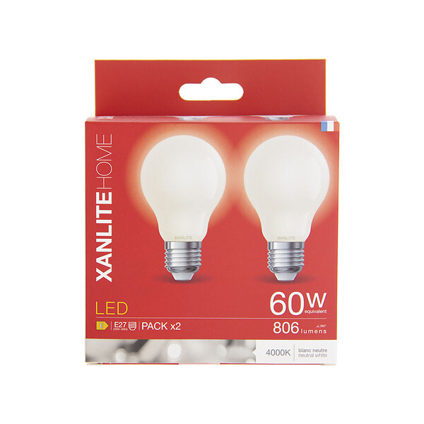XANLITE - Ampoules LED filament A60 lot 2 - Culot B22 - 7W 4000K - large