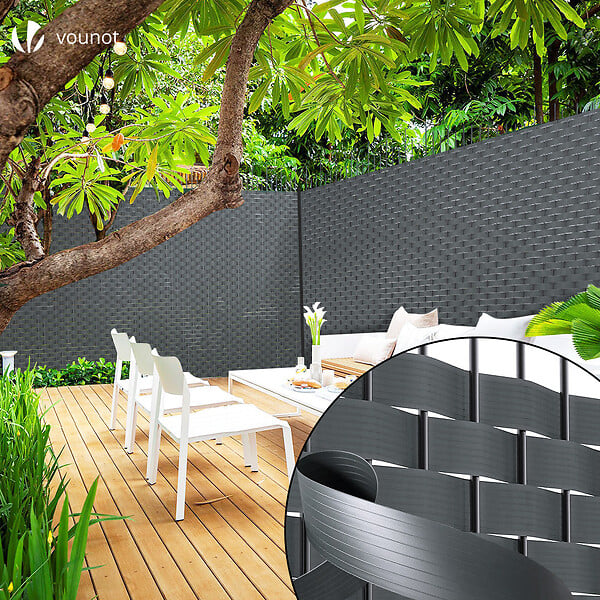 VOUNOT - Kit de lamelles occultantes PVC brise vue 75m x 4.7cm avec 150 clips Gris - large
