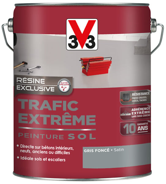 V33 PEINTURE - Peinture sol Trafic Extrême - Gris foncé satin - 5L - large
