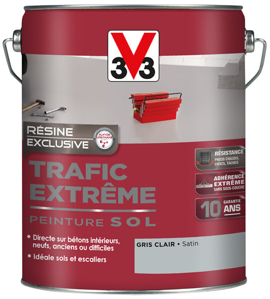 V33 PEINTURE - Peinture sol exterieur Trafic extreme - Gris clair satin - 5L - large