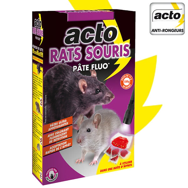 ACTO - Pâte appât fluorescente rats et souris - 150g - large