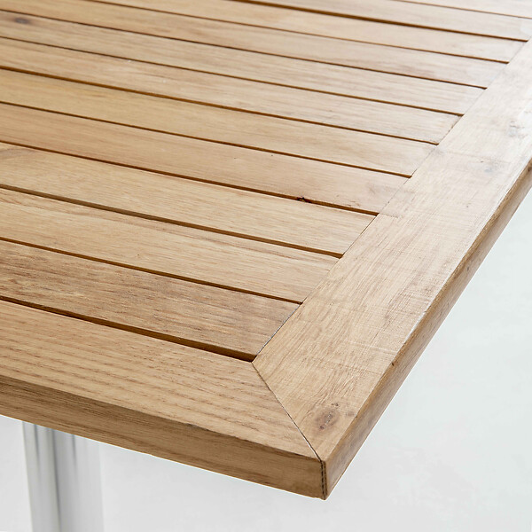 OVIALA - Table haute mange debout carrée en aluminium et bois - Soho - large