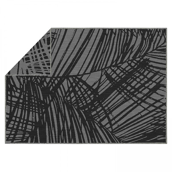 OVIALA - Tapis d'extérieur en polypropylène 120 x 170 cm noir - Palmio - large