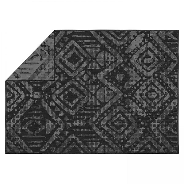 OVIALA - Tapis d'extérieur en polypropylène 120 x 170 cm noir - Kano - large
