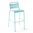 OVIALA - Chaise haute de jardin en métal turquoise - Palavas - vignette