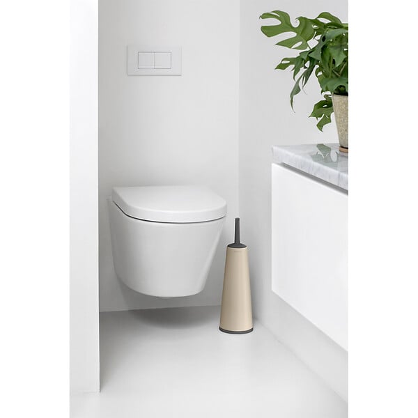 BRABANTIA - Brosse de toilettes avec support - Acier - Soft Beige - large