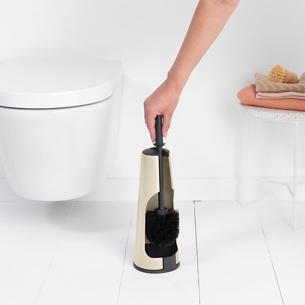 BRABANTIA - Brosse de toilettes avec support - Acier - Soft Beige - large