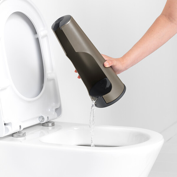 BRABANTIA - Brosse de toilettes et support - Acier laqué - Platinum - large