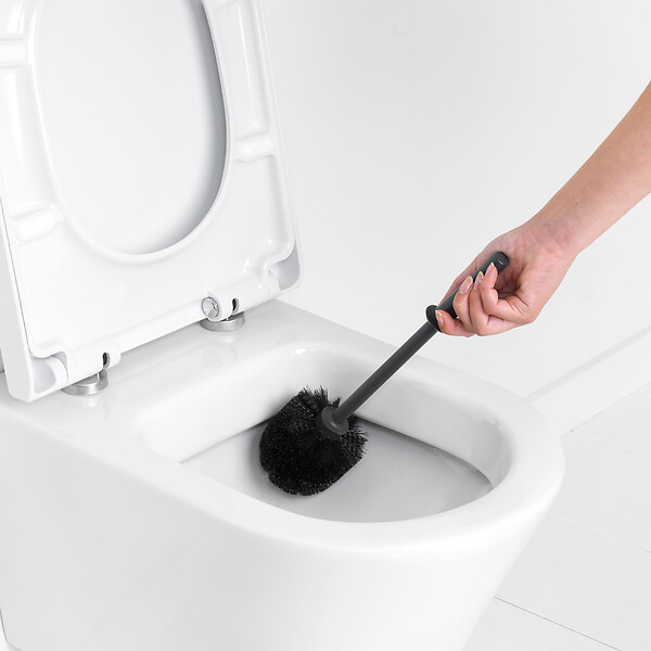 BRABANTIA - Brosse de toilettes et support - Acier laqué - Platinum - large