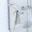 AURLANE - Pare baignoire Pivotant avec Porte-Serviette 85x150cm - Profilé Chrome - Verre 6mm - TSHAPE CHROMED - vignette