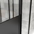 AURLANE - Pack Porte Coulissante Noire Mate Type 'Atelier' et Receveur en Acrylique Blanc - 140x90x200 cm - vignette