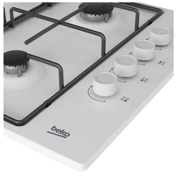 BEKO - Table De Cuisson Gaz 60cm 4 Feux Blanc - HIGG64123SW - large