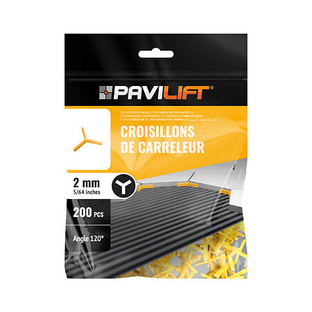 PAVILIFT - Sachet 250 croisillons en Y 2 mm pour la pose de carreaux exagonaux - large