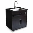 OVIALA - Meuble évier 2 portes pour cuisine extérieure noir - vignette