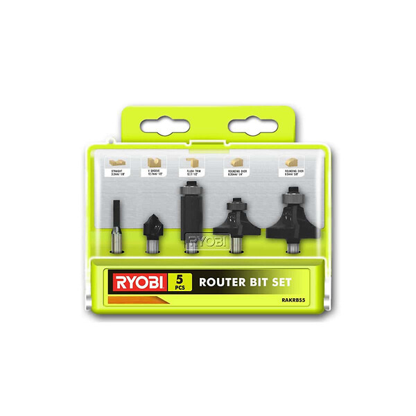 RYOBI - Pack RYOBI Défonceuse électrique RRT1600-K - 1600W - 254mm - Coffret 5 fraises panachées - RAKRBS5 - large