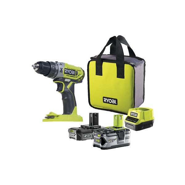 RYOBI - Perceuse-visseuse à percussion RYOBI - R18PD2-242S - 18V One+ - 2 Batteries 4.0Ah et 2.0Ah - 1 Chargeur - large