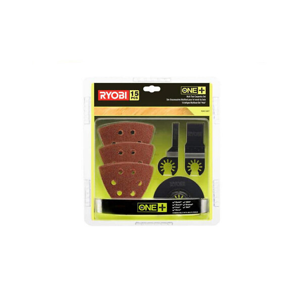 RYOBI - Pack RYOBI Outil multifonctions RMT300-SA - 300W - sac de transport - kit spécial bois 15 pièces - RAK15MT - large
