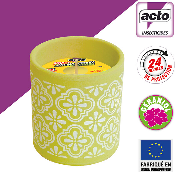 ACTO - Bougie anti-moustiques décorative - Terre cuite - Vert - 24h - large