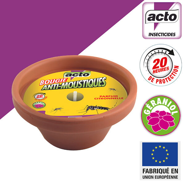 ACTO - Bougie anti-moustiques terracotta d'exterieur - large