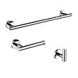 VALAZ - Pack accessoires salle de bain CHARLES chromé   1 crochet + 1 porte-serviette + 1 porte rouleau - vignette