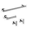 VALAZ - Pack accessoires salle de bain CHARLES chromé   2 crochets + 1 porte-serviette + 1 porte rouleau - vignette