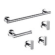 VALAZ - Pack accessoires salle de bain CHARLES chromé   3 crochets + 1 porte-serviette + 1 porte rouleau - vignette