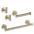 VALAZ - Pack accessoires salle de bain CHARLES or brossé   2 crochets + 1 porte-serviette + 1 porte rouleau - vignette