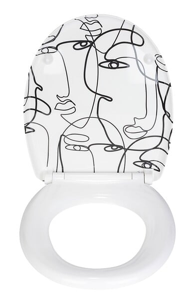 WENKO - Abattant WC Duroplast Faces avec frein de chute Easy Close - large
