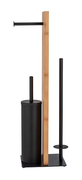 WENKO - Combiné WC 3 en 1 - Bambou et acier laqué - Lesina - Noir - large