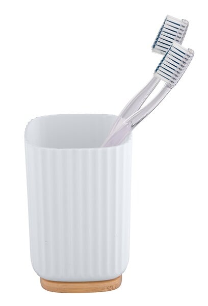 WENKO - Gobelet Rotello - Bambou et plastique - Blanc - 11,1cm - large