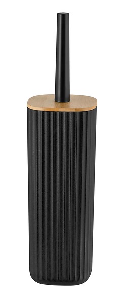 WENKO - Set brosse WC Rotello - Plastique et bambou - Noir - large