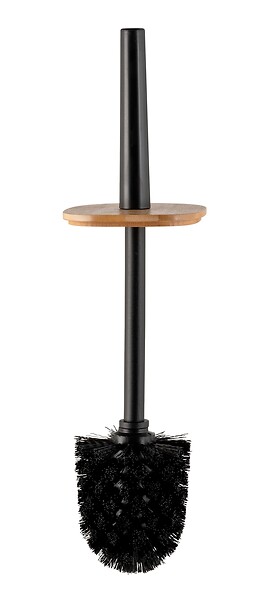 WENKO - Set brosse WC Rotello - Plastique et bambou - Noir - large