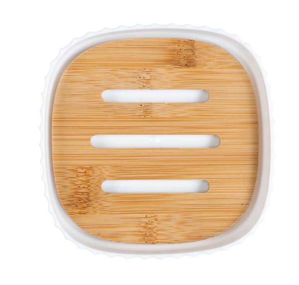 WENKO - Porte-savon - Bambou et plastique - Rotello - Blanc - large