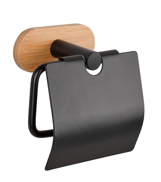 WENKO - Dérouleur papier WC bambou Orea Noir mat Turbo-Loc - large