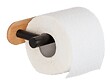 WENKO - Dérouleur papier WC - Bambou - Noir mat - Fixation adhésive - vignette