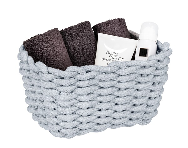 WENKO - Panier de rangement en coton Tia M - Gris - H.18xL.25xP.15cm - large