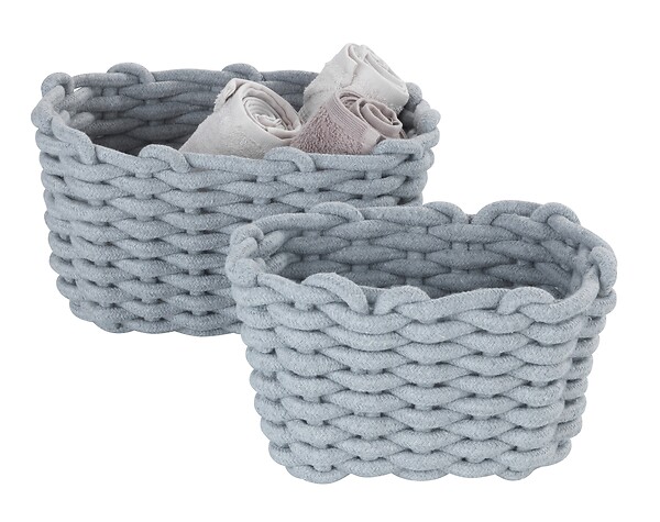 WENKO - Panier de rangement en coton Tia M - Gris - H.18xL.25xP.15cm - large