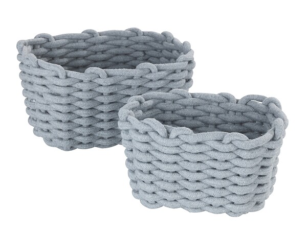 WENKO - Panier de rangement en coton Tia M - Gris - H.18xL.25xP.15cm - large