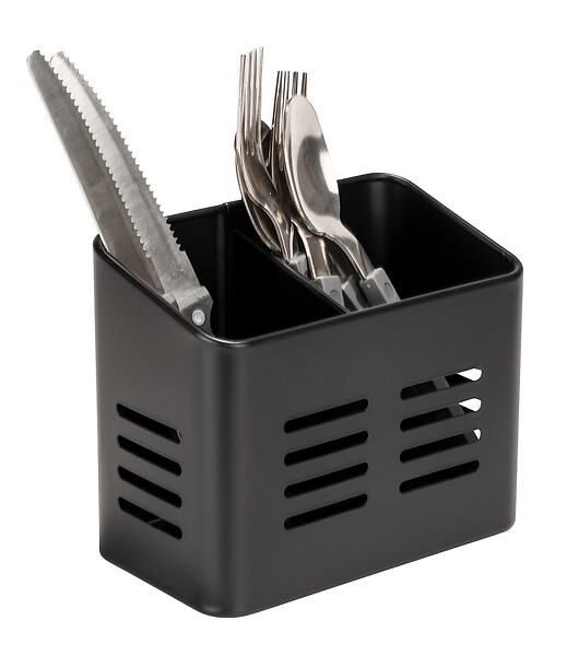 WENKO - Panier à couverts Baco - Noir mat - large