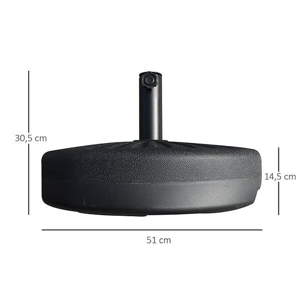 OUTSUNNY - Pied de parasol rond base de lestage parasol Ø 51 x 30H cm HDPE motif rosace surface texturée noir - large