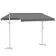 OUTSUNNY - Store double pente manuel rétractable inclinaison réglable acier époxy blanc polyester imperméabilisé anti-UV gris dim. 3L x 2,95l x 2,6H m - vignette