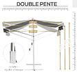 OUTSUNNY - Store double pente manuel rétractable inclinaison réglable acier époxy blanc polyester imperméabilisé anti-UV gris dim. 3L x 2,95l x 2,6H m - vignette
