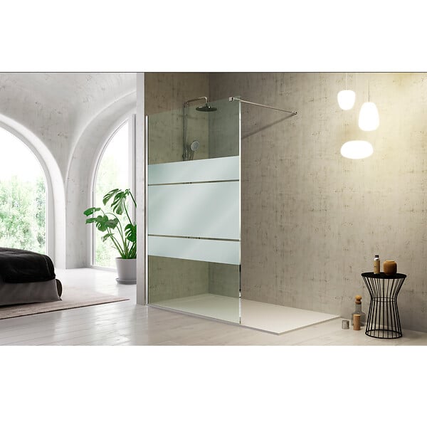 KASSANDRA - Paroi de douche fixe FRESH verre sérigraphié 100 cm - large