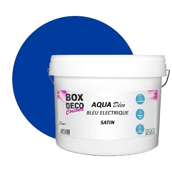 BOX DECO COULEURS - Bleu Electrique-Peinture murale acrylique aspect satin Aqua Déco - 10L - large