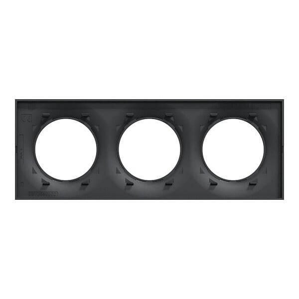 SCHNEIDER ELECTRIC - Odace Styl -  plaque anthracite - 3 postes horiz.-vert. entraxe 71mm - large
