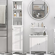 HOMCOM - Meuble colonne salle de bain 3 niches placard porte persienne 3 étagères MDF panneaux de particules blanc - vignette