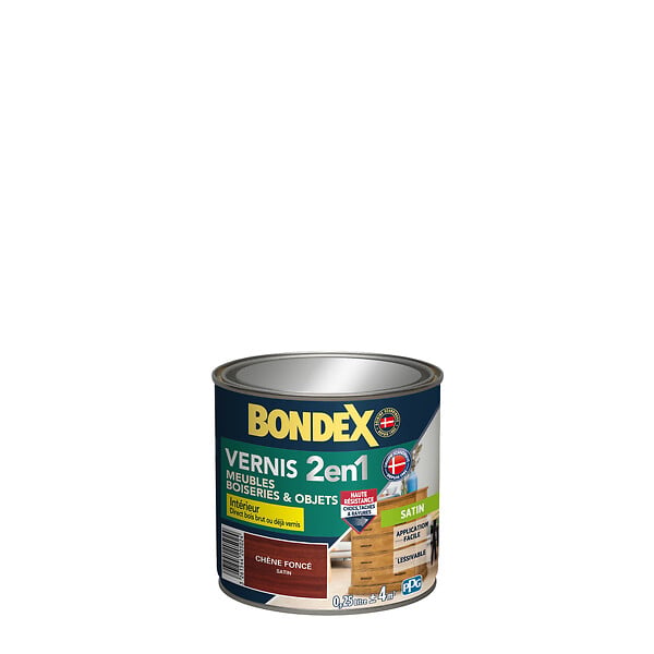 BONDEX - Vernis bois - Vernis 2en1 Satin - Chêne foncé - 250ml - large