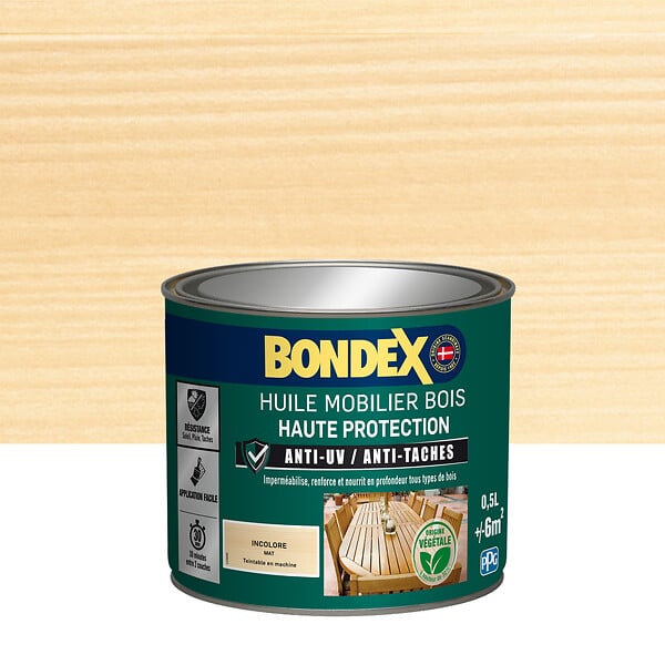BONDEX - Huile pour mobilier bois Bondex - Incolore Mat - 0.5L - large
