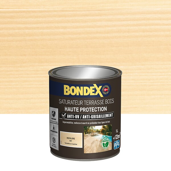 BONDEX - Saturateur bois incolore - Mat - 1L - large