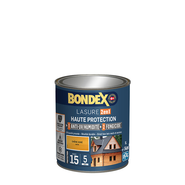 BONDEX - Lasure bois 2en1 Chêne Doré Satin - 1L - large